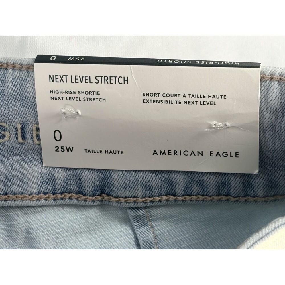 NWT American Eagle Next Level Stretch High Rise Shortie Denim Shorts Size 0 25W - Picture 5 of 9